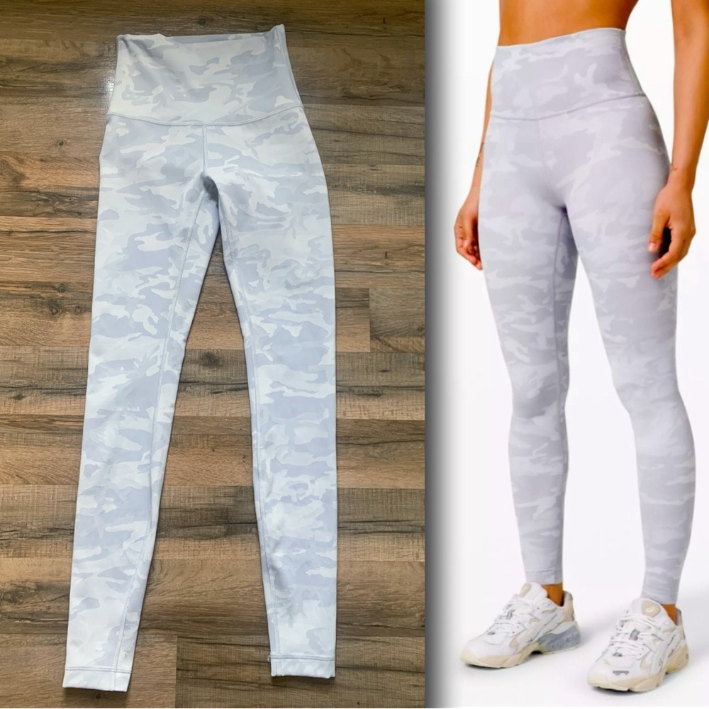 Lululemon Size-4 White /Grey Camo High Wsist Leggings